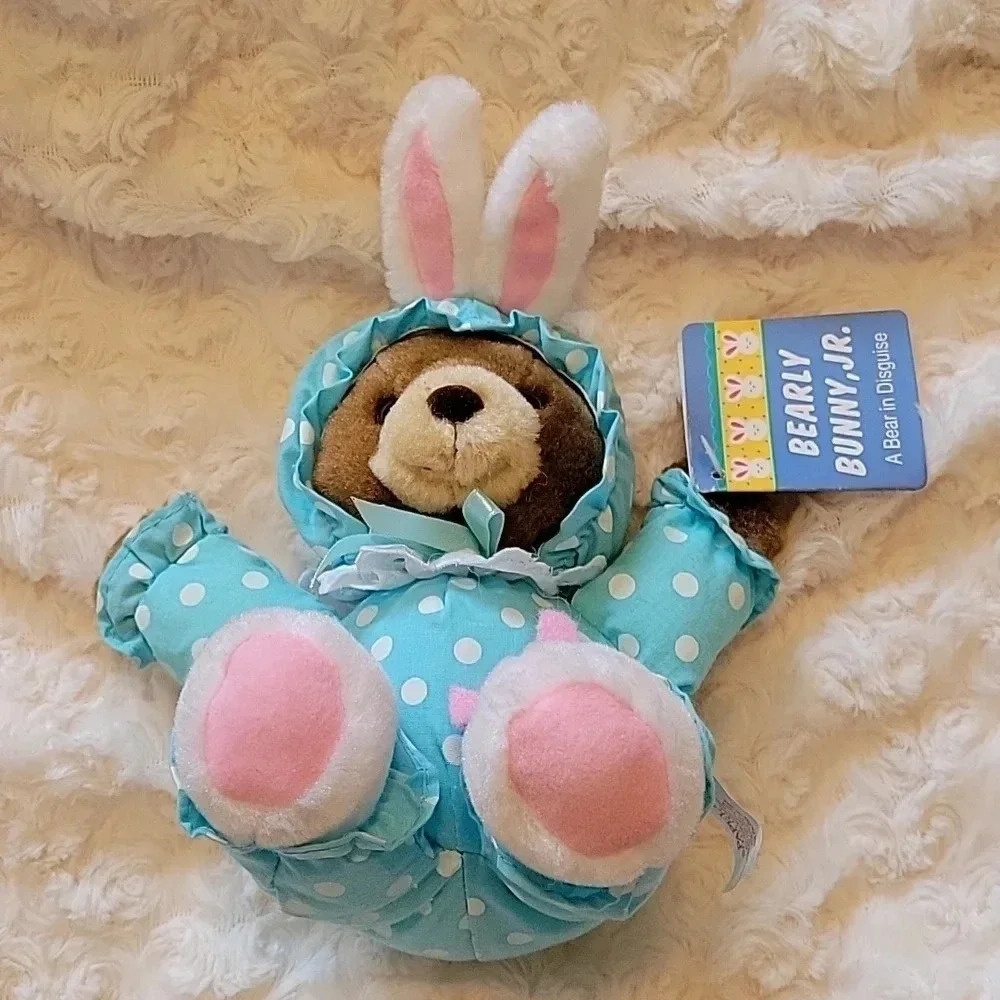 🌴3/$15🌴  Vintage blue polka dot Papel Bearly Bunny Jr in costume kids